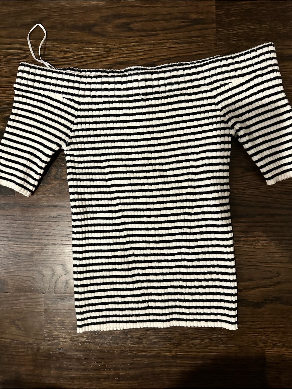 Z Supply Black & White Ribbed Off-Shoulder Top